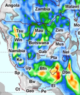 Rainfall over Southern Africa 